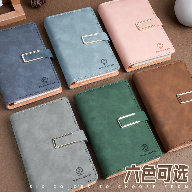 超厚磁扣A6皮面笔记本复古设计活页钢夹商务办公会议记事日记本