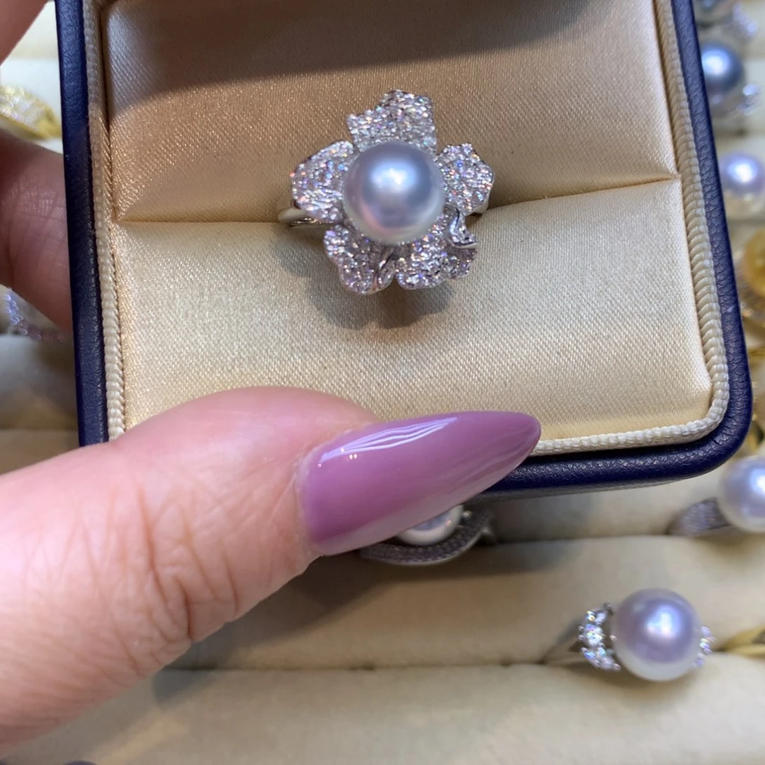 银S925镶嵌戒指海水珍珠