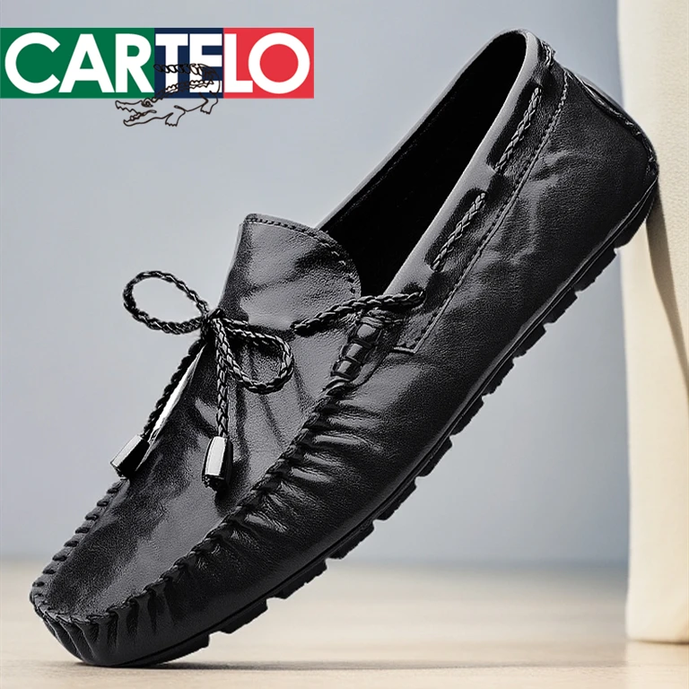 CARTELO/卡帝乐鳄鱼新款休闲真皮豆豆鞋懒人鞋商务鞋子驾车鞋休闲