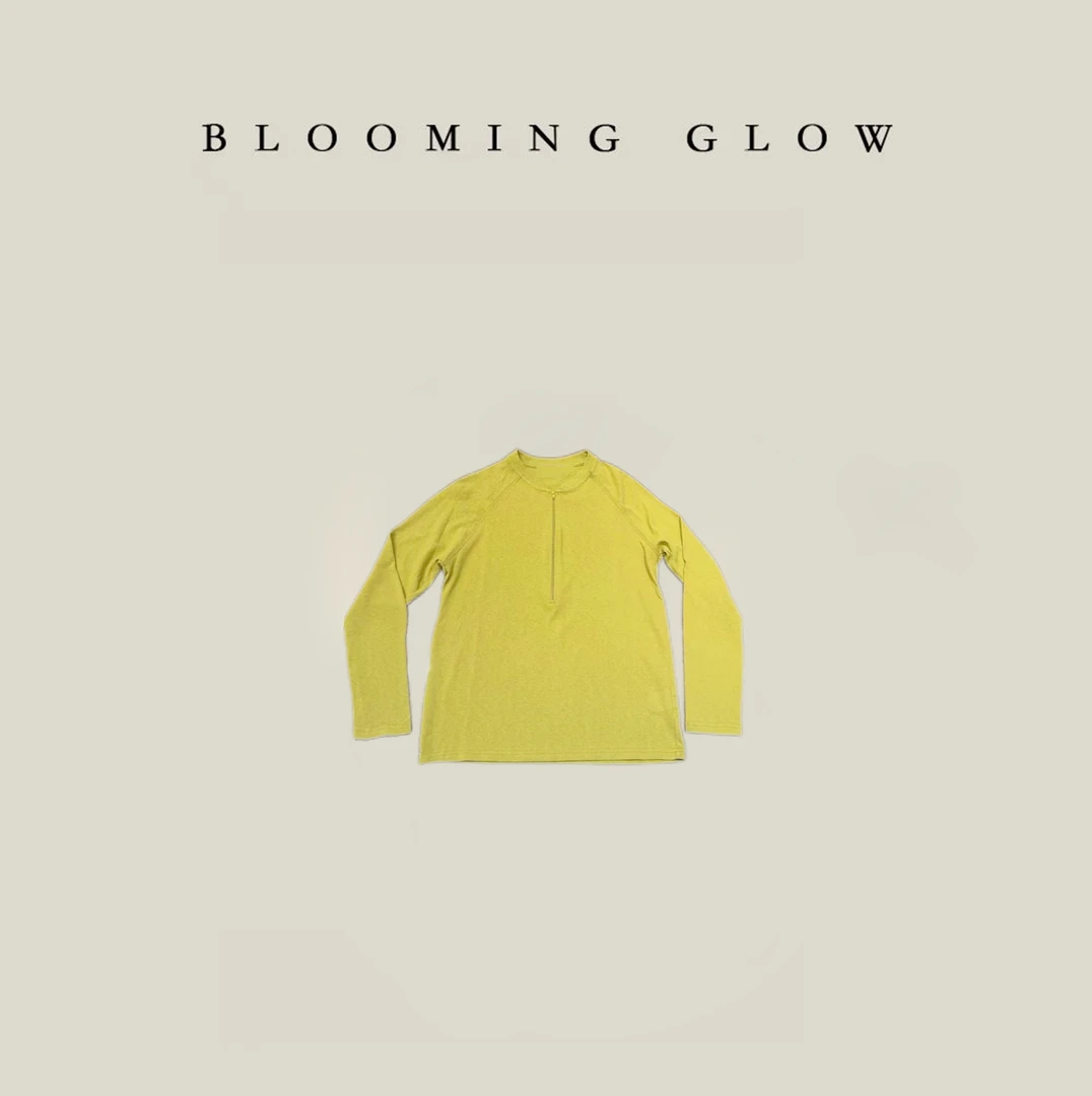 杨桃黄绿 半拉链设计 薄卫衣感长袖