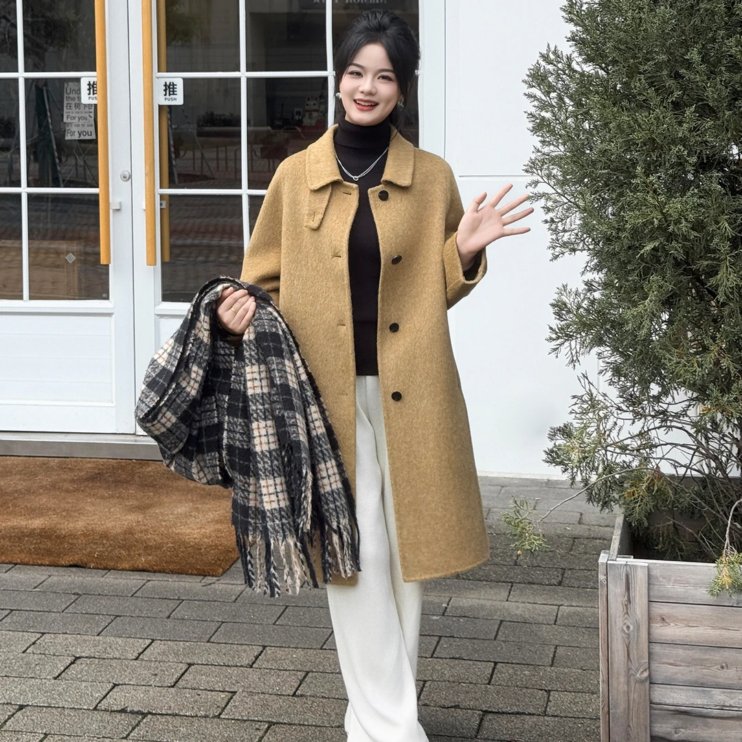 5506 经典复古英伦风优雅百搭单排扣羊毛大衣