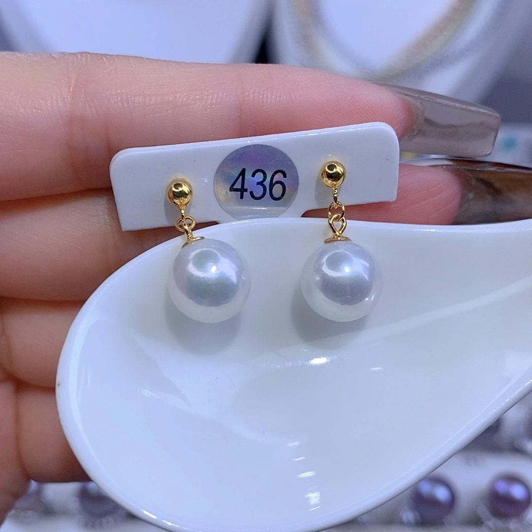 淡水珍珠耳饰银S925镶嵌F