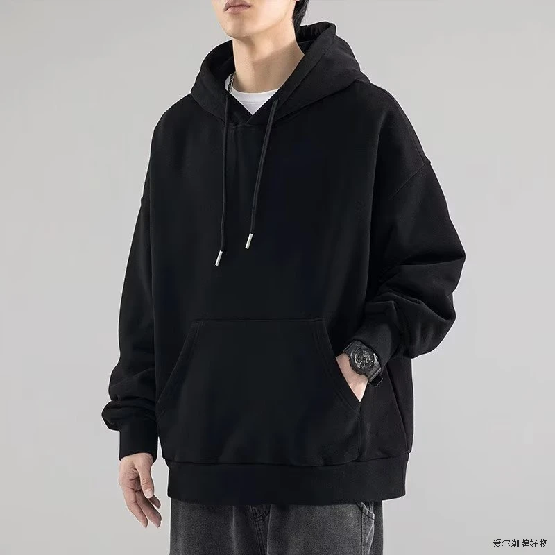 时尚潮流青年男士秋冬新款连帽宽松套头百搭卫衣外套新颖靓衫男装