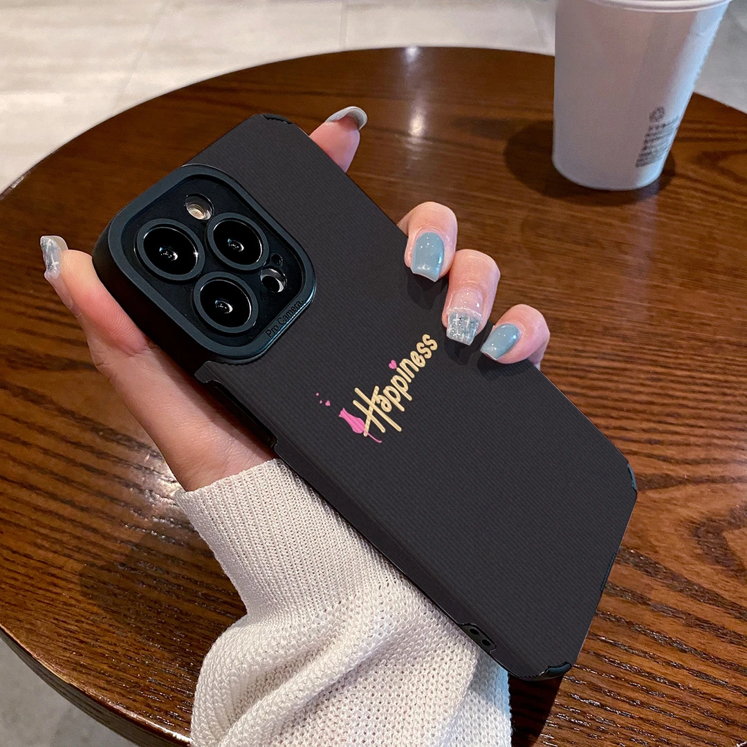 幸福英文适用苹果17新款iPhone17pro皮纹硅胶16pro防摔15手机壳14