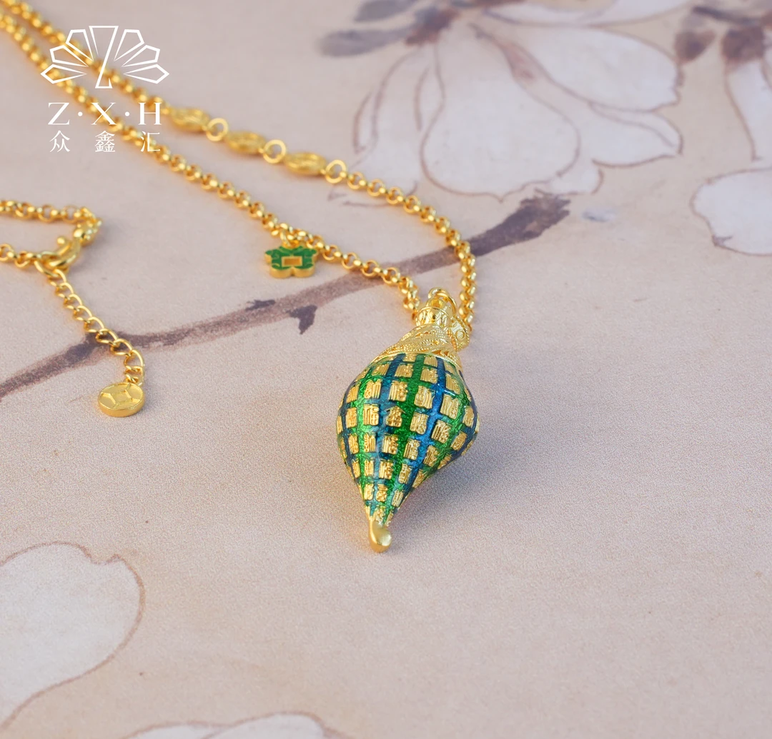 {众鑫汇}足金999 珐琅彩海螺简约百搭套链