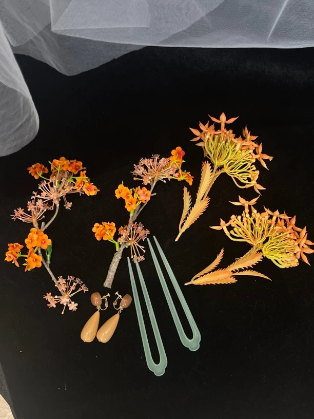 喜看优选黄色花朵发簪新娘头饰