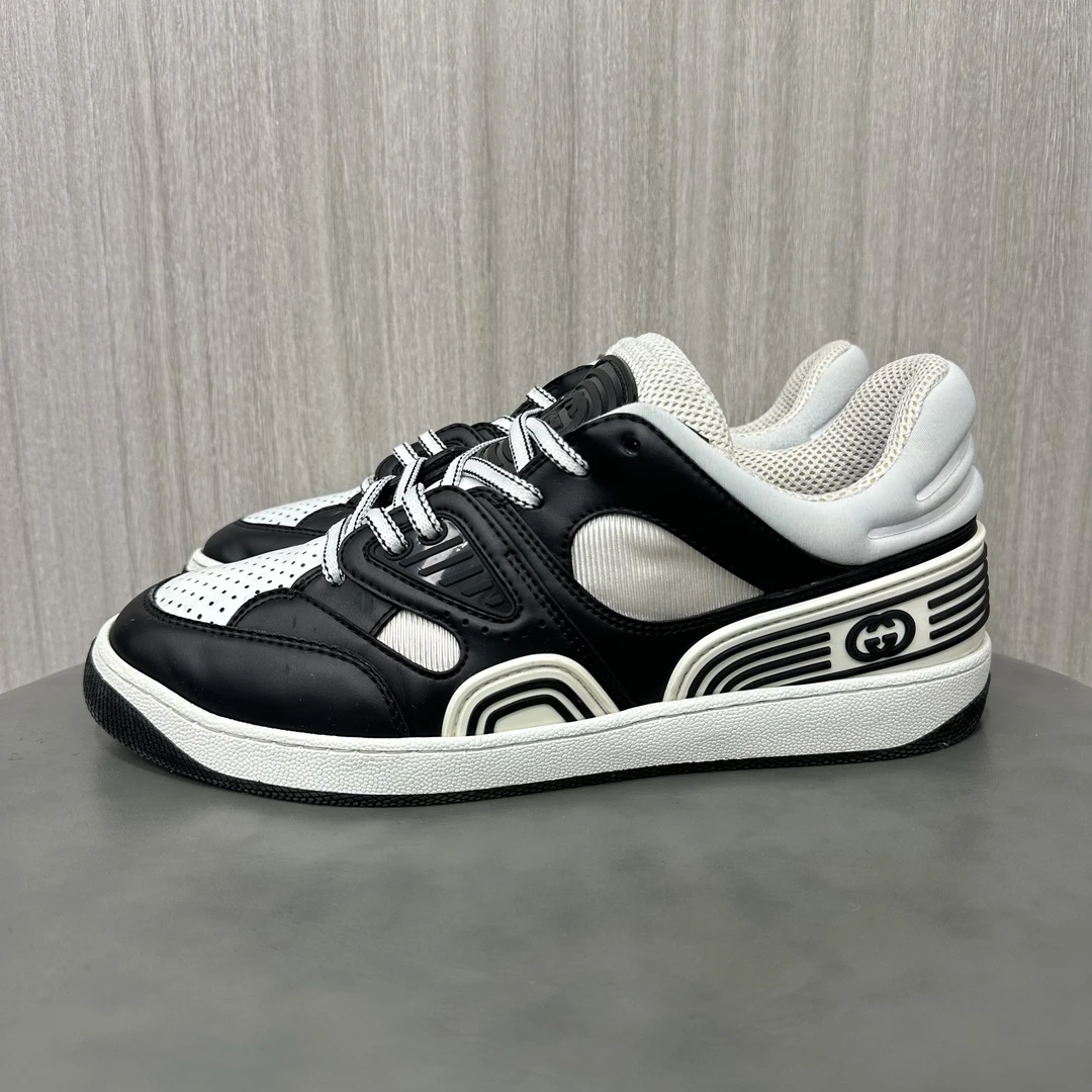 95新 GUCCI/古驰 40.5码 Basket 黑白 低帮板鞋
