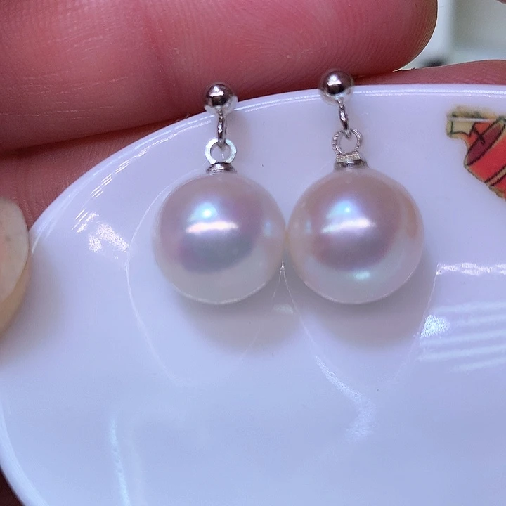 银S925镶嵌耳饰淡水珍珠