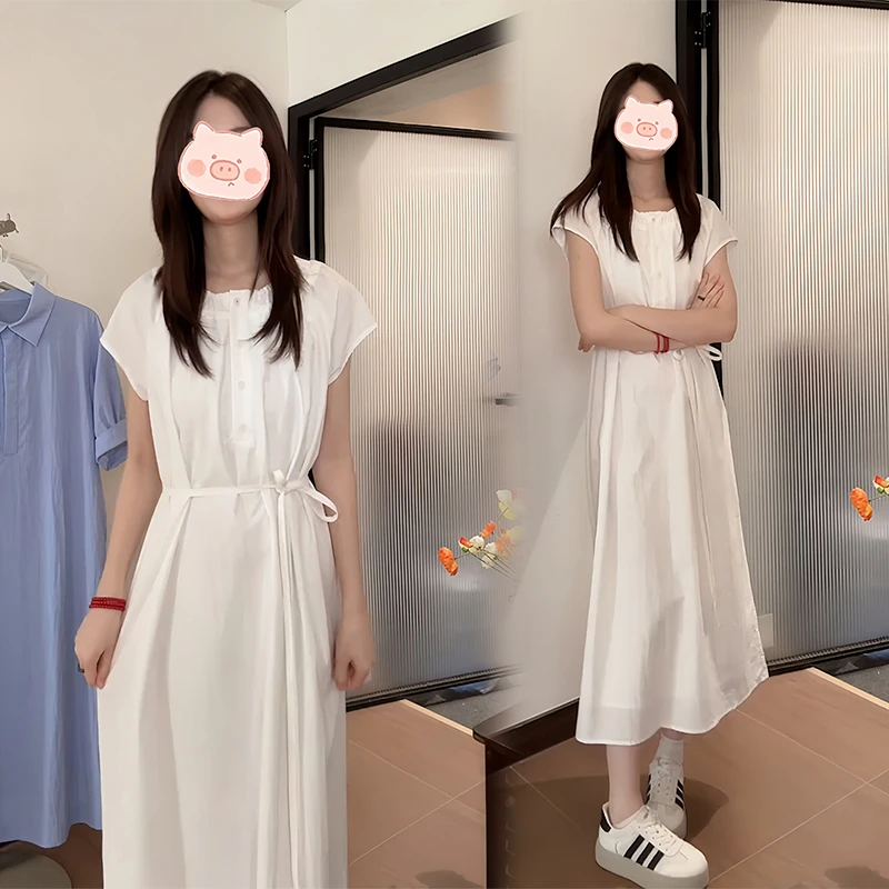 夏季新款法式高级感显瘦气质大码宽松百搭收腰时尚洋气连衣裙女装