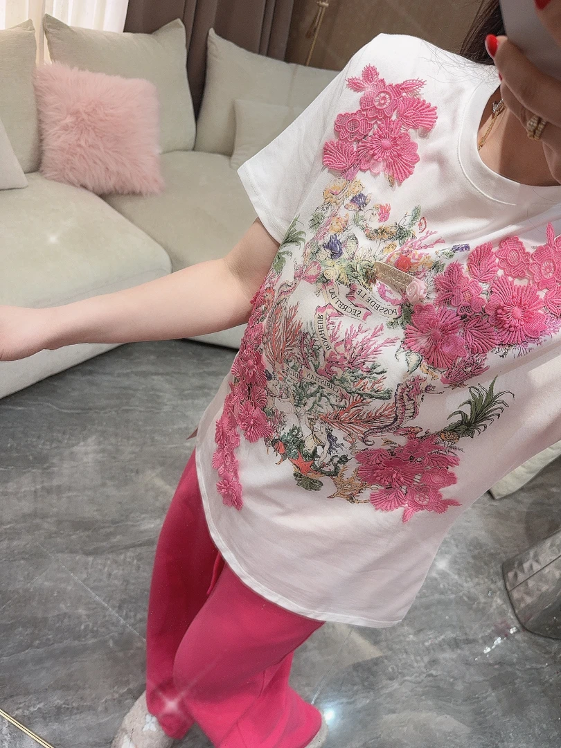 DC【蝶恋花】春夏重工刺绣设计师原创时尚网红大爆款短袖