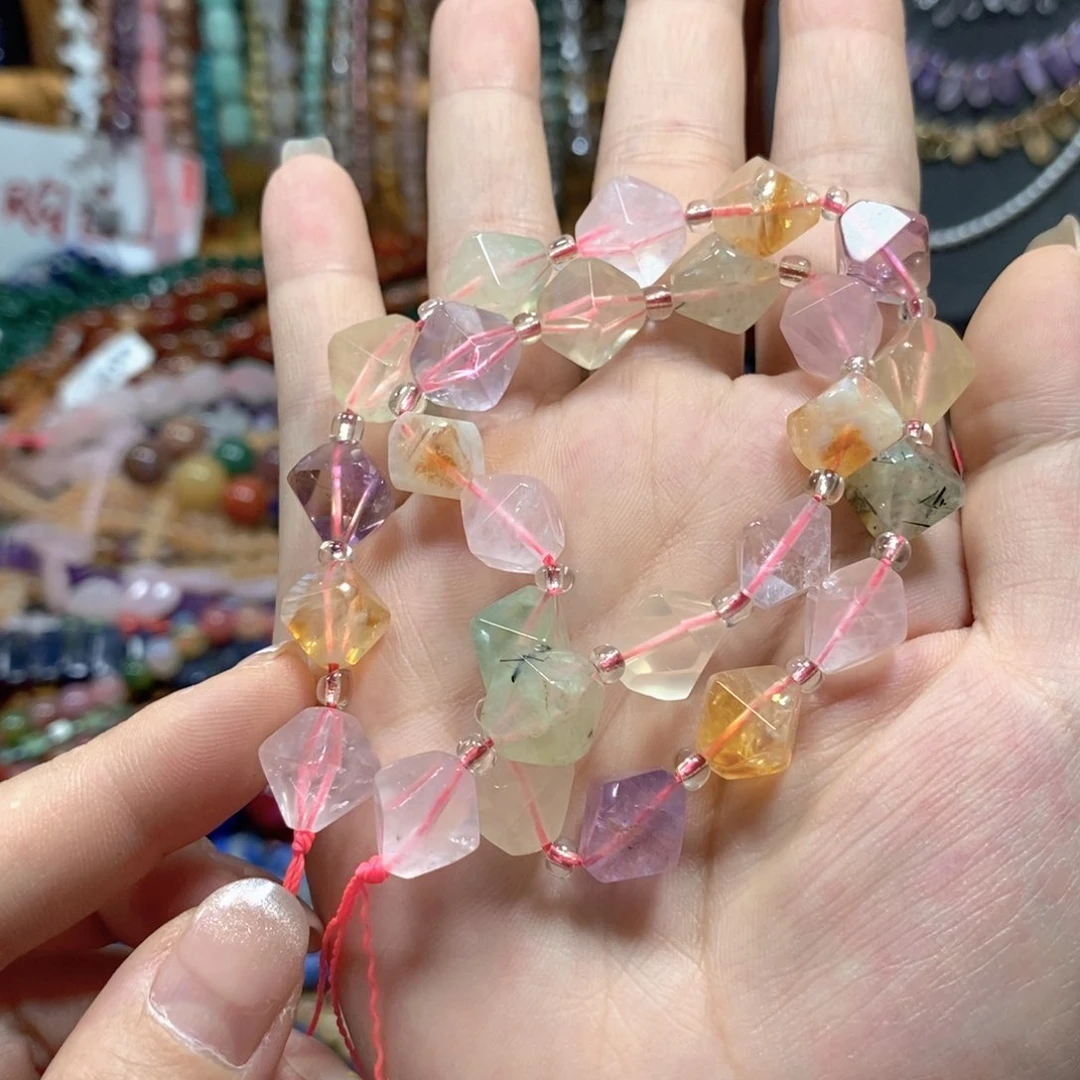 玛瑙/玉髓合金珠宝半成品多宝水晶一条