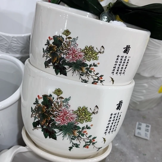 多肉绿植陶瓷花盆9.9包邮，有孔
