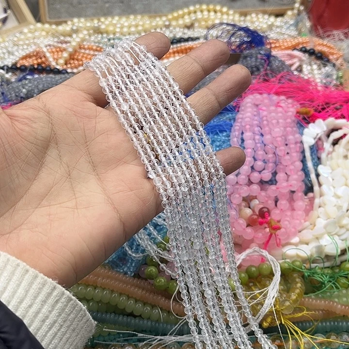 玛瑙/玉髓珠宝半成品未镶嵌一条4mm白水晶刻面