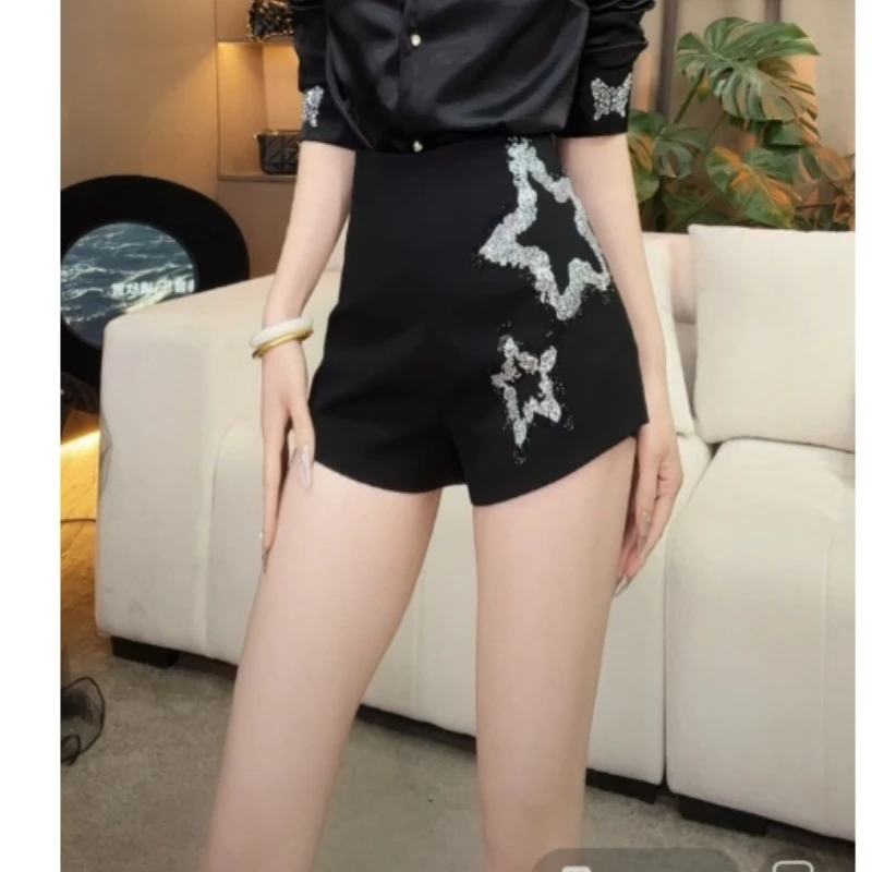 【YING FASHION】莹老板-时尚气质百搭显瘦星星钻短裤 8020164 341