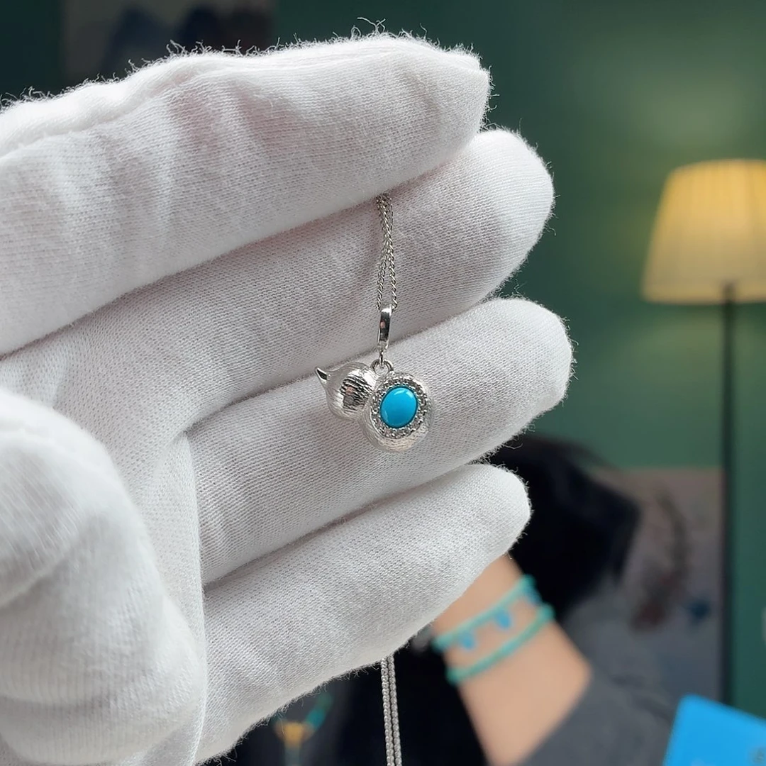 绿松石银S925镶嵌颈饰