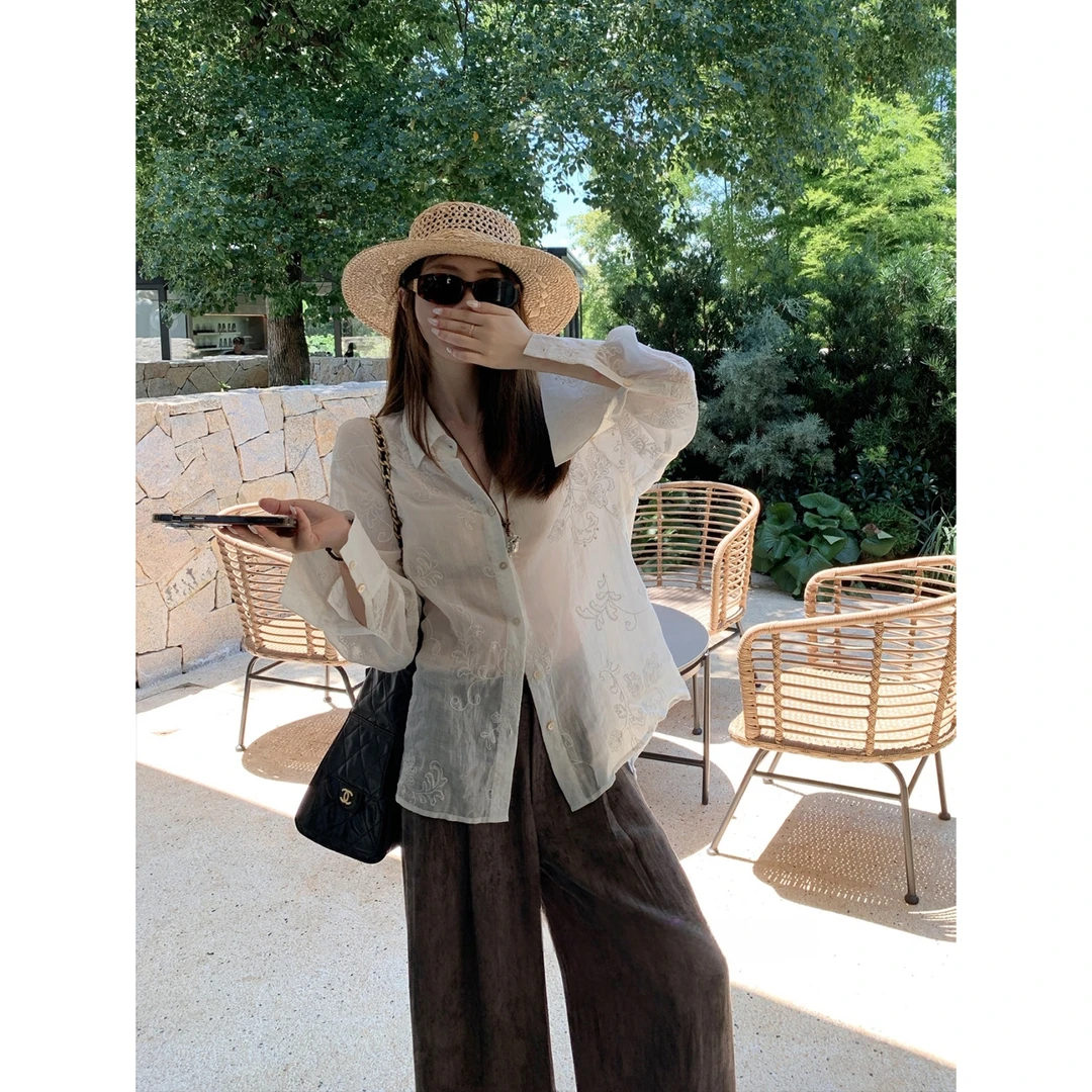 待秋~早秋复古常规设计感百搭宽松气质女装长袖衬衫