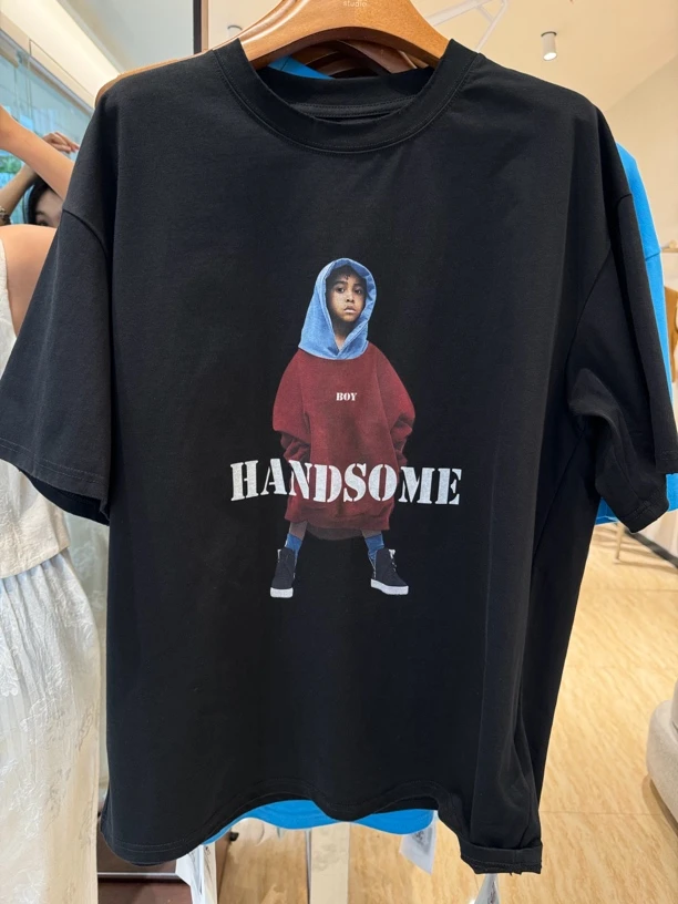 小孩短袖圆领印花宽松显瘦小众夏季T恤