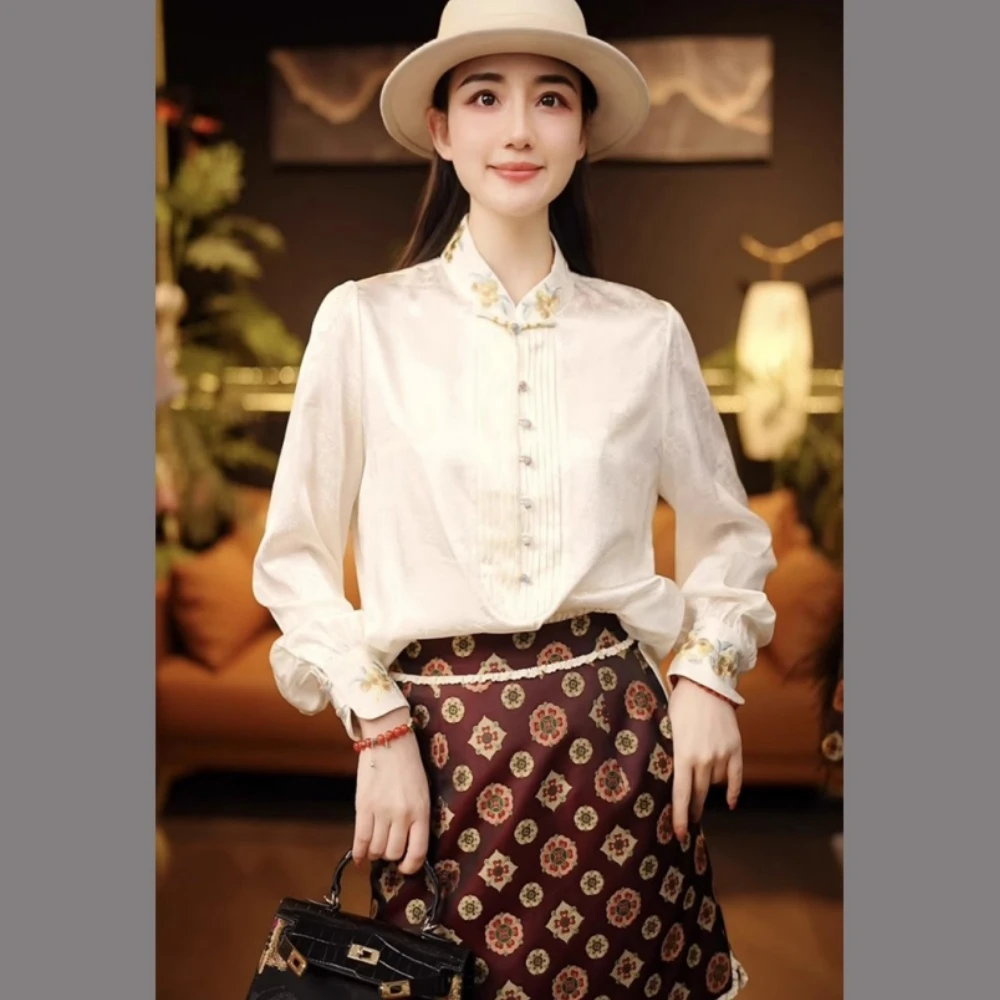 【可儿•高定】高端新中式国风设计师款桑蚕丝衬衫上衣BB-25330