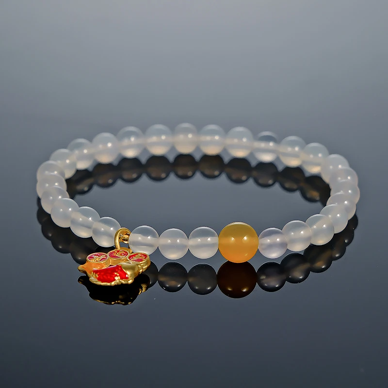 玉髓锦鲤单圈好运来女式手链多样性发一-6578