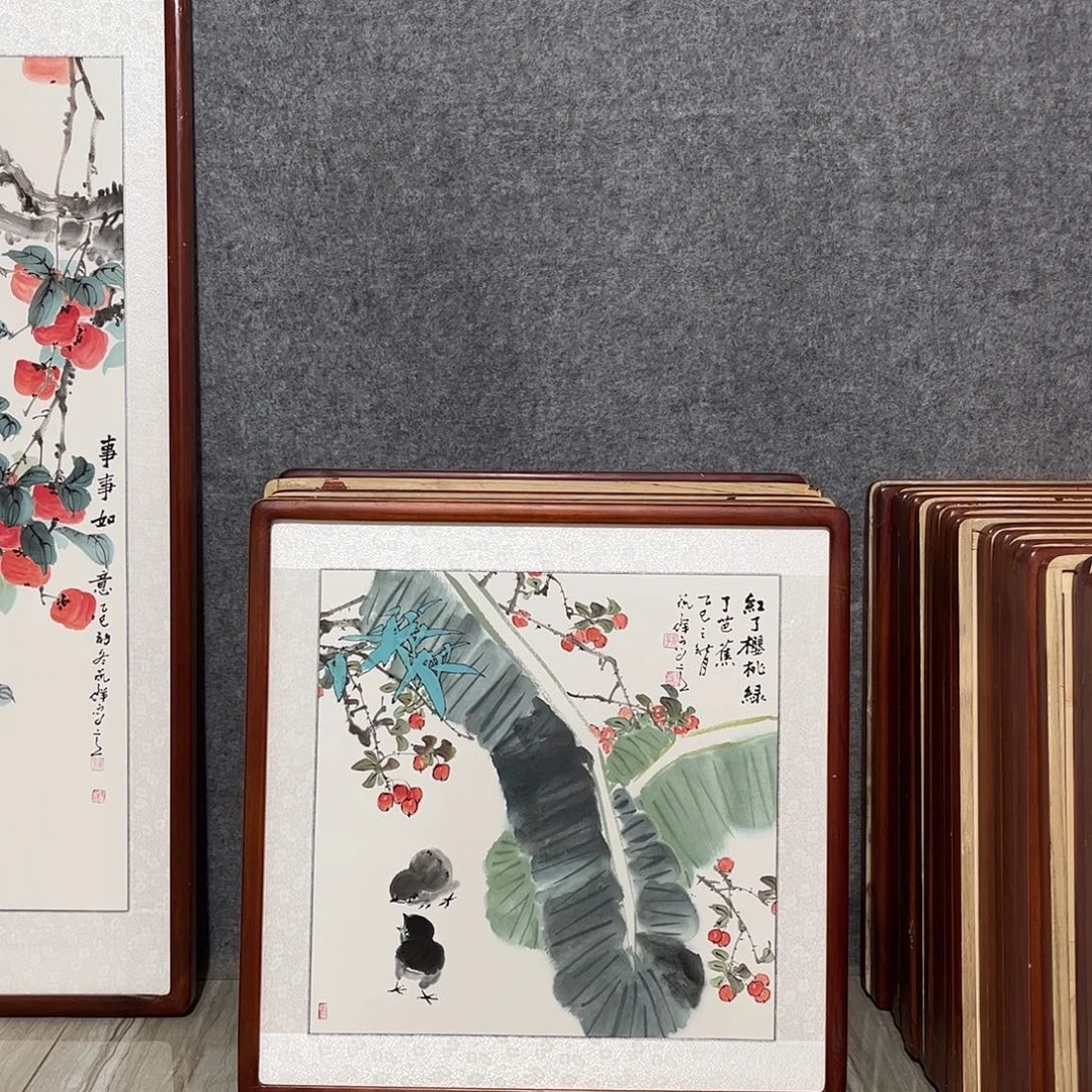 国画书画作品带框63×63