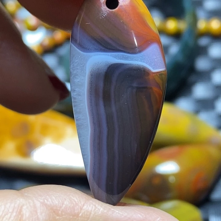 玛瑙/玉髓颈饰足银镀金镶嵌笨**妞