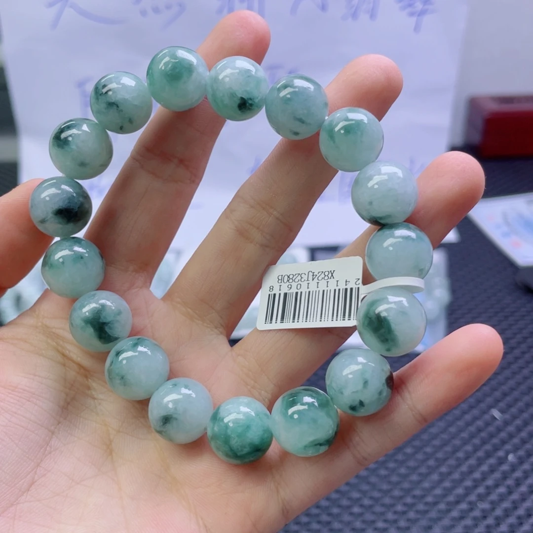 未镶嵌定制翡翠珠串13.8