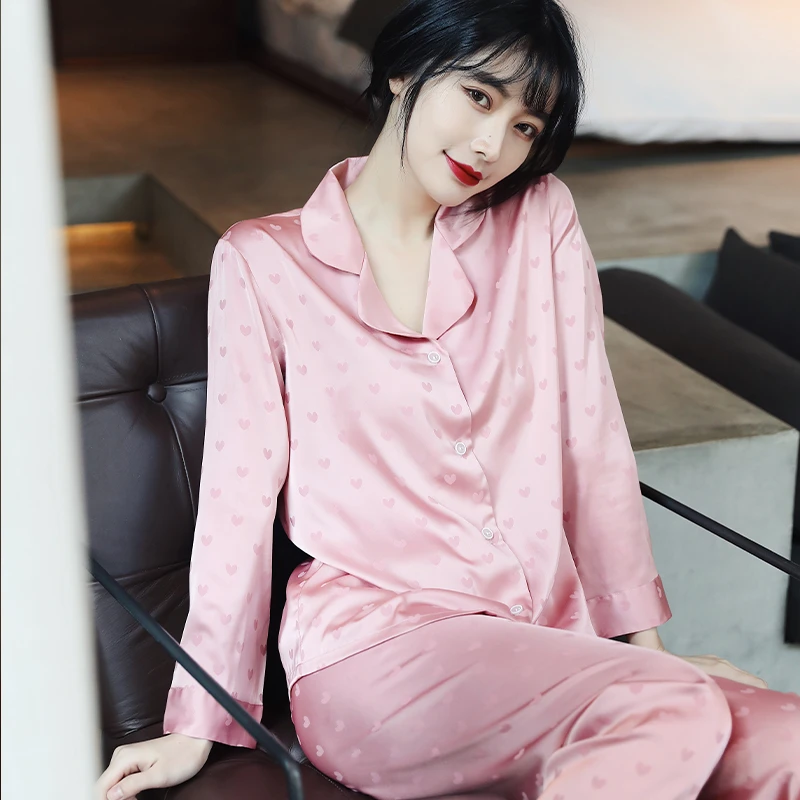 tpvl【方圆同款推荐】爱心睡衣女春秋长袖粉色爱心家居服套装高级感