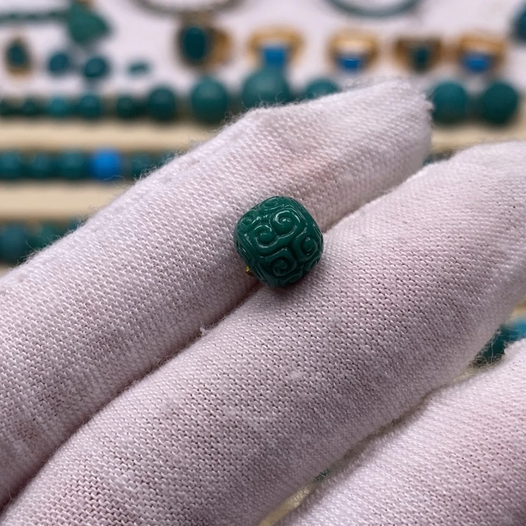 绿松石未镶嵌珠宝奇石回纹老型8mm