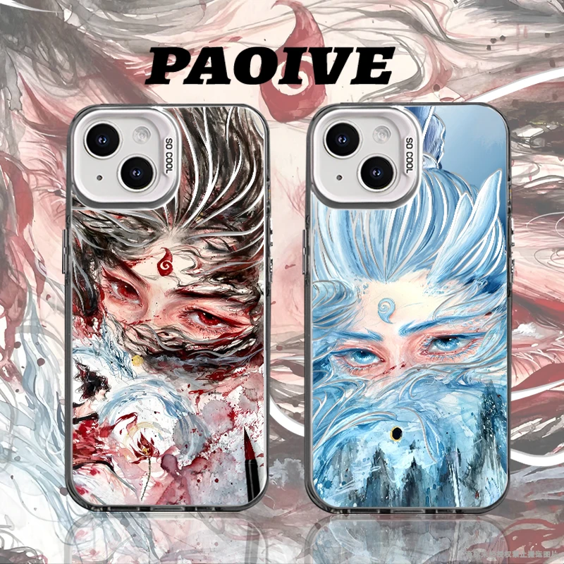 适用苹果华为vivo一加iPhone14小米手机哪吒敖丙支架彩银手机壳