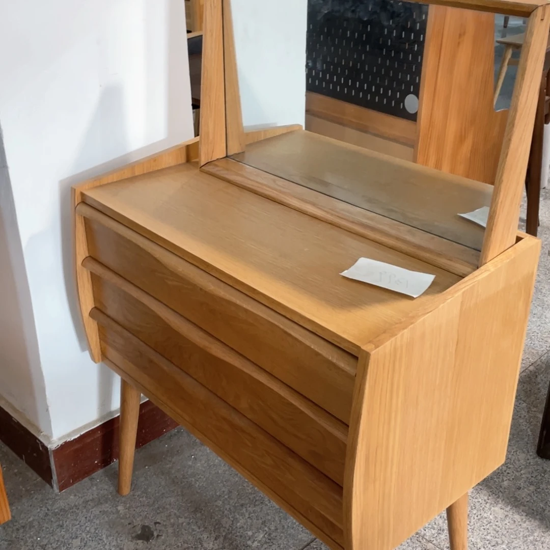 木原木色白橡木三斗梳妆台