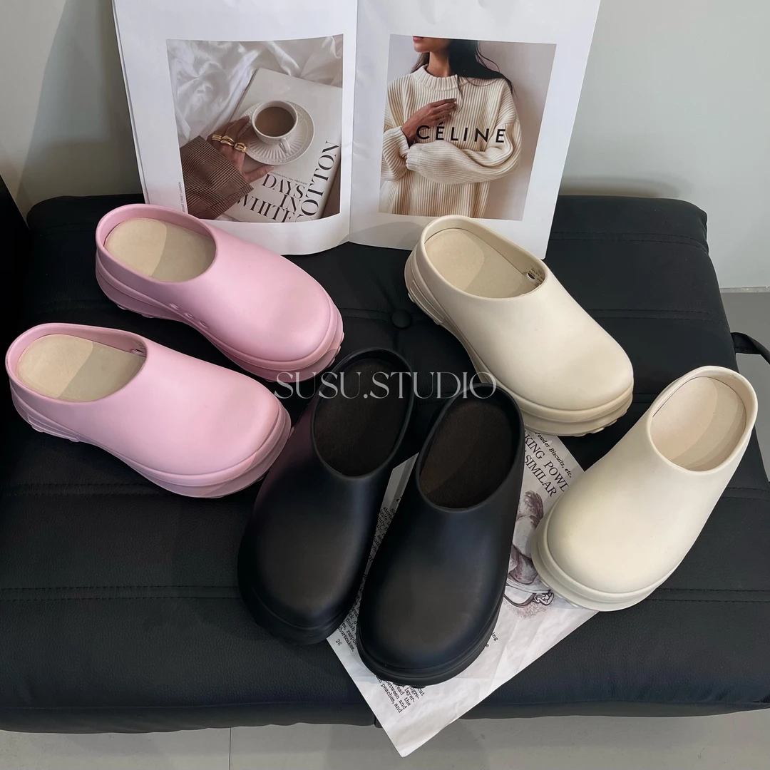 SUSU 【厨师鞋】夏季外穿厚底百搭洞洞鞋海边沙滩包头半拖鞋