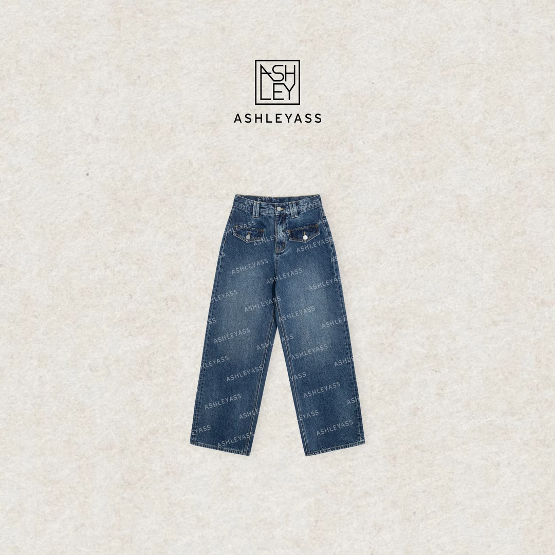 【ASHLEYASS】“冰岛”美式复古牛仔裤定制金属扣前袋盖裤LSN241419Y