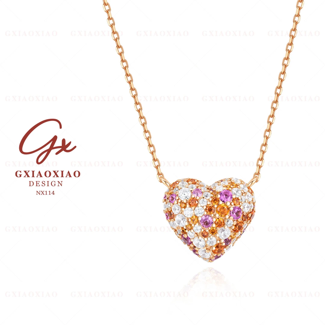 925银 镀K金 【落霞紫】轻奢高级感爱心项链 NX114