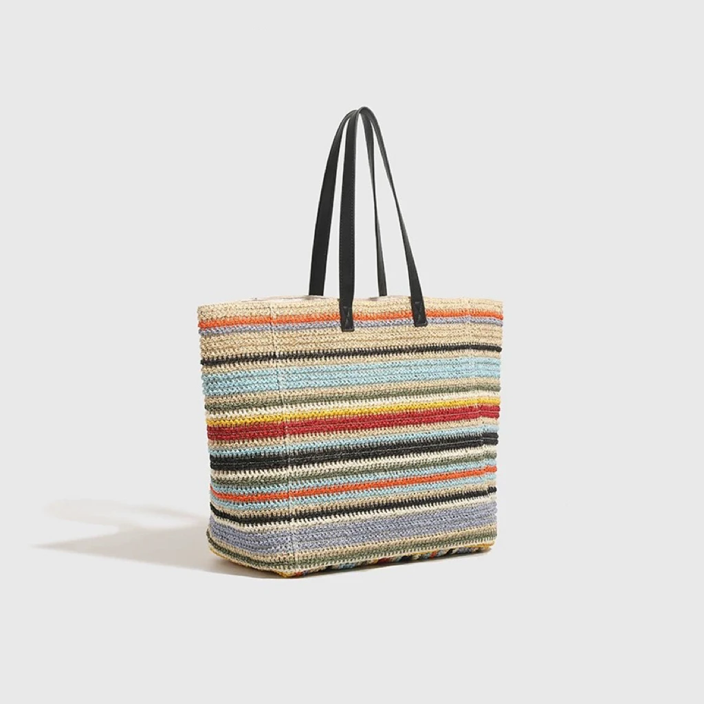 【冰冰好物】托特单肩包夏季草编包大容量百搭沙滩包纸草编织包