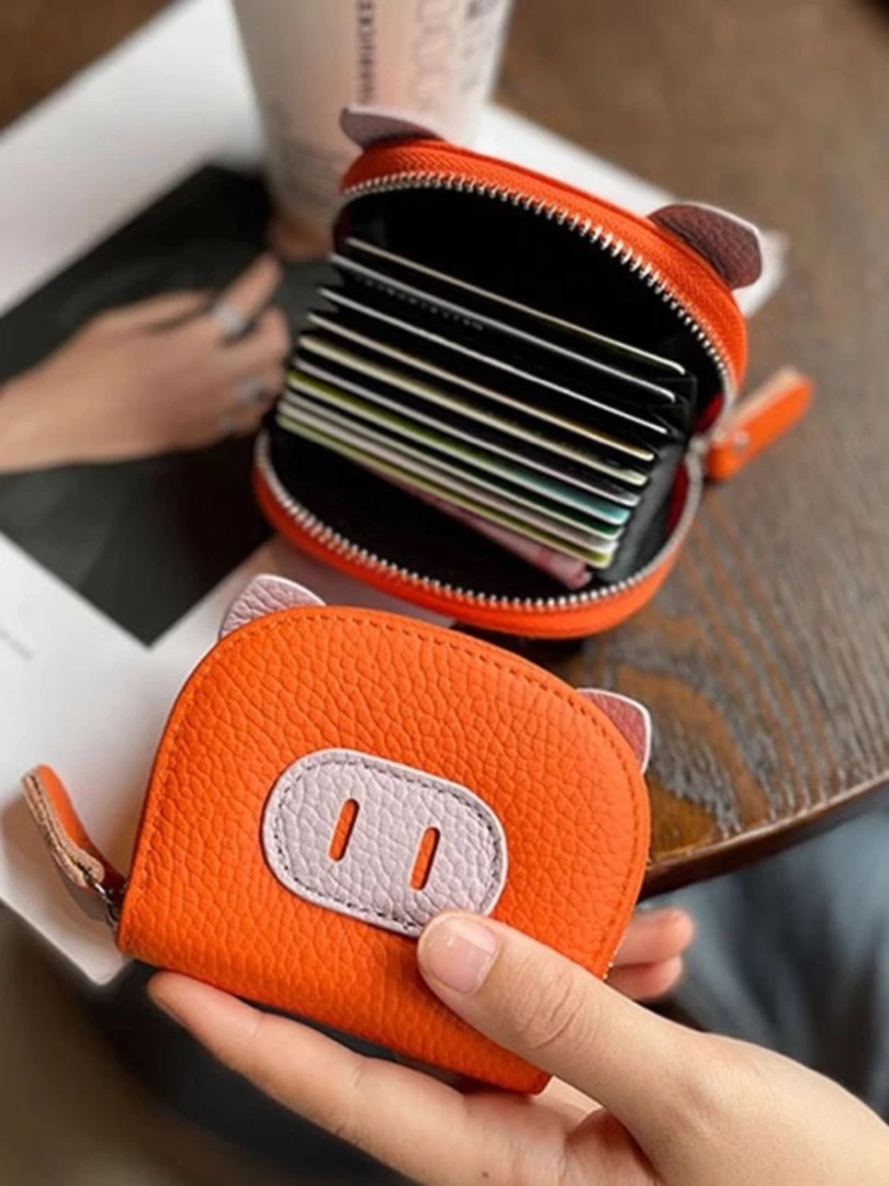 新款卡包女式可爱小猪零钱包多卡位证件包卡通小巧卡套时尚高档