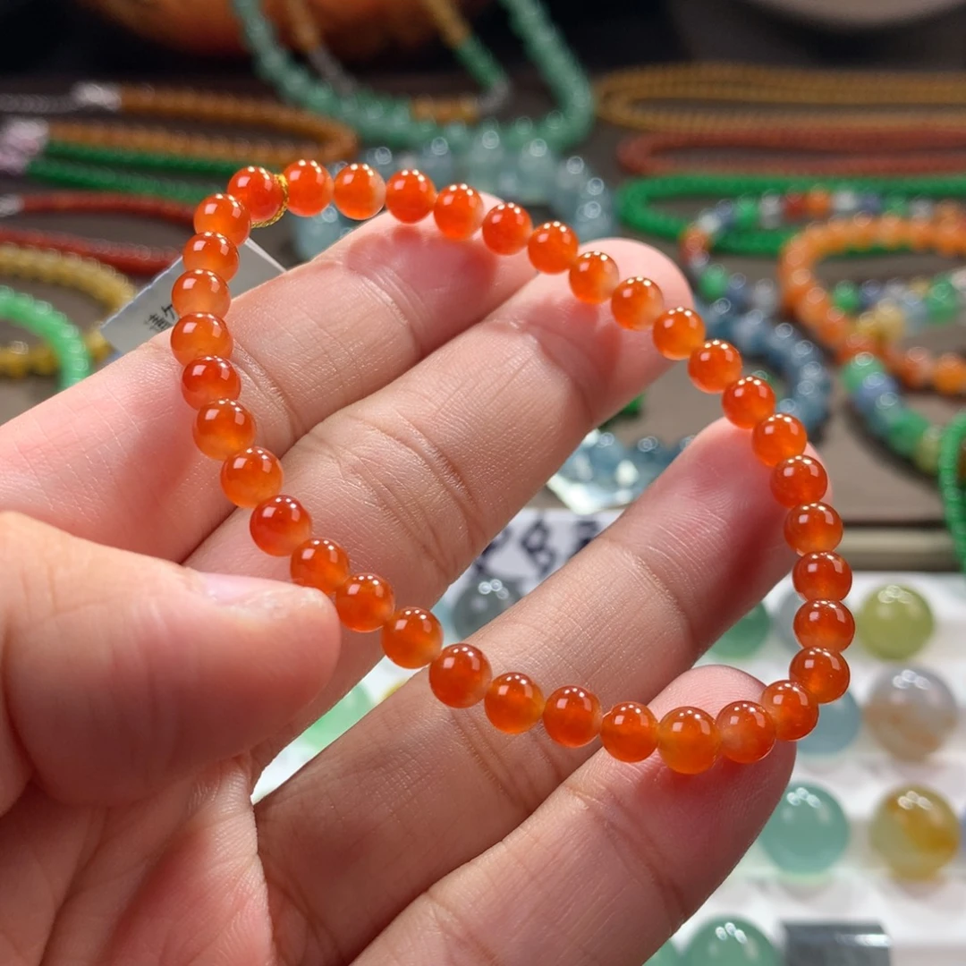 未镶嵌手链翡翠精品天然满色冰红翡单圈手链 卡5~5.2