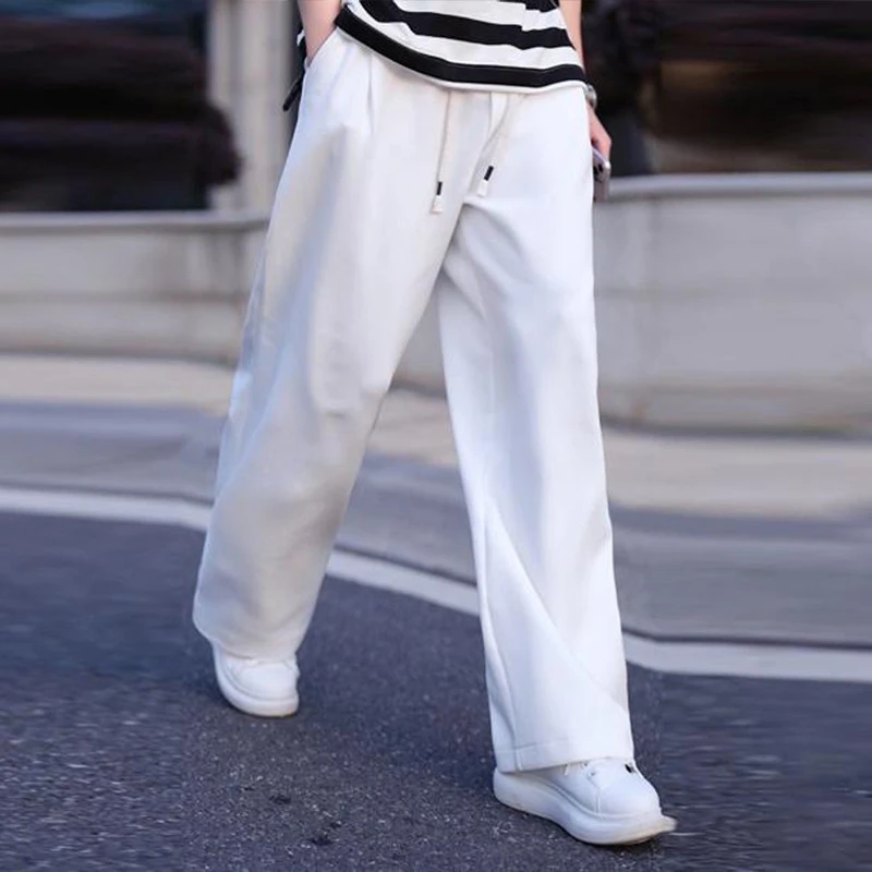 夏季薄款卫裤男潮流百搭直筒裤垂感高级感弯刀裤宽松百搭裤子男