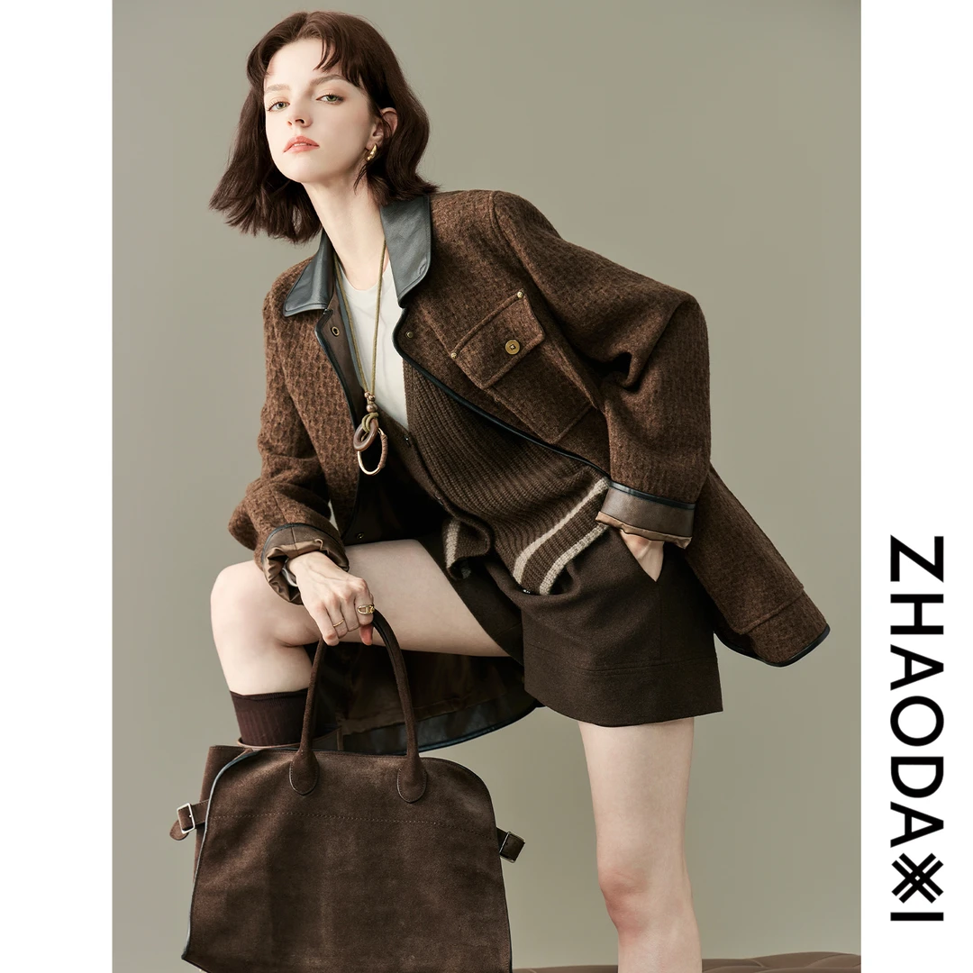 【赵大喜】现货！Miu.系大衣｜100.绵羊毛复古翻领长袖外套女