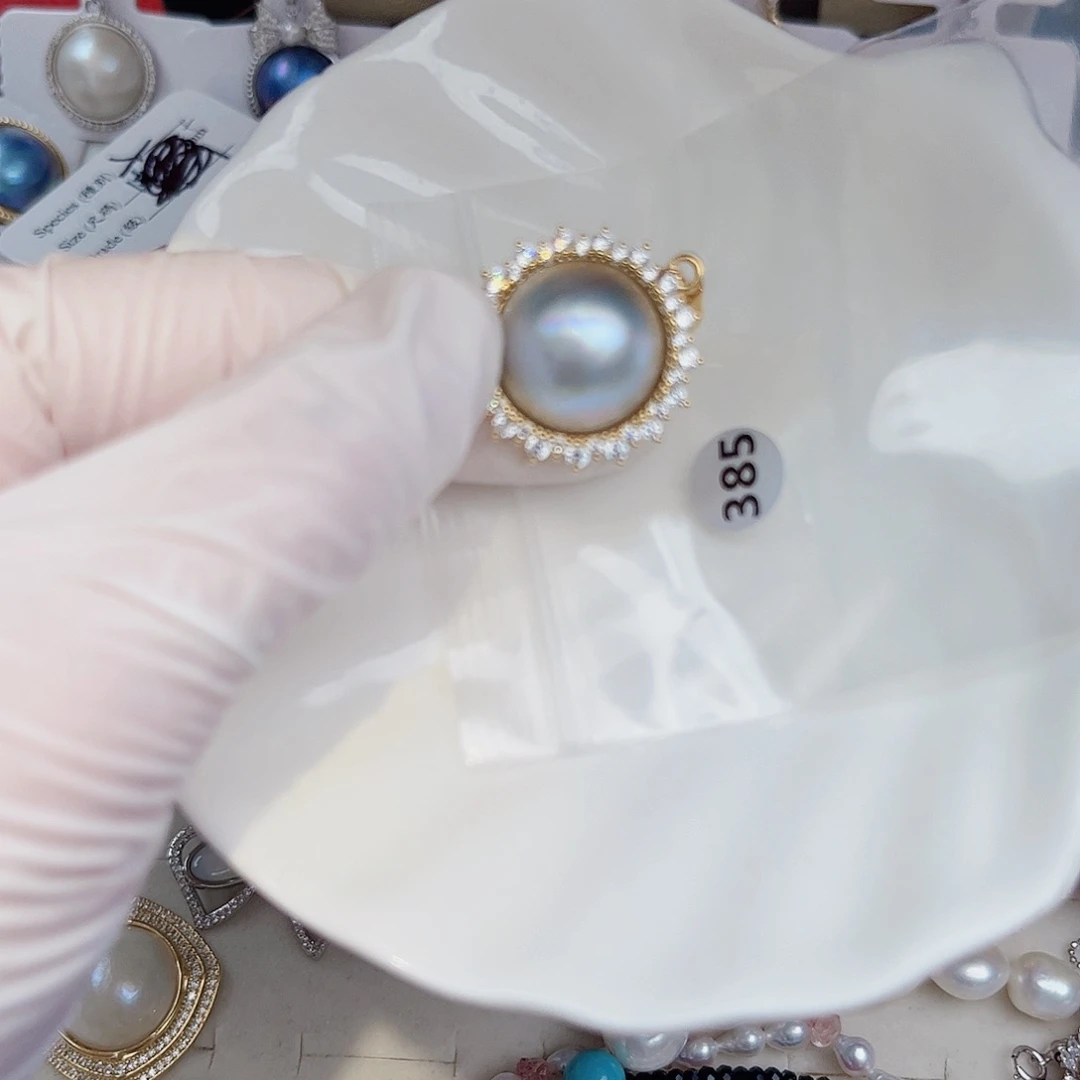 银S925镶嵌拼合珍珠（马贝珠）颈饰