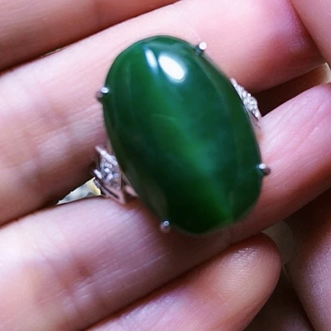 和田玉银S925镶嵌戒指