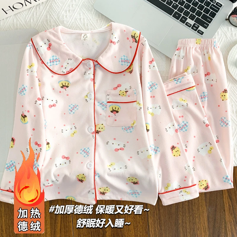 儿童睡衣女童秋冬季款德绒加厚保暖2025新款中大童女孩家居服套装