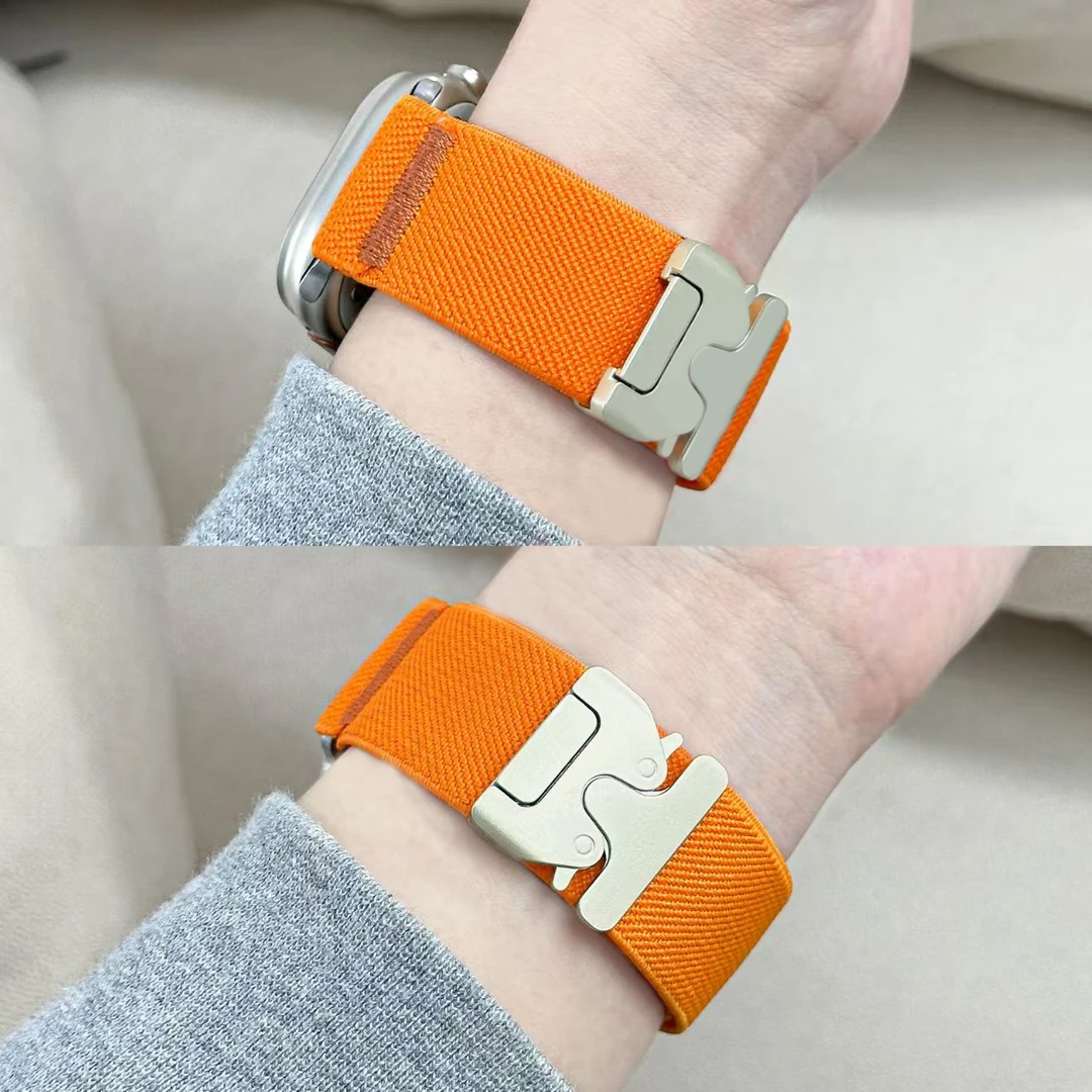 适用苹果手表表带iWatch11/Ultra3降落伞扣弹力尼龙编织表带S10