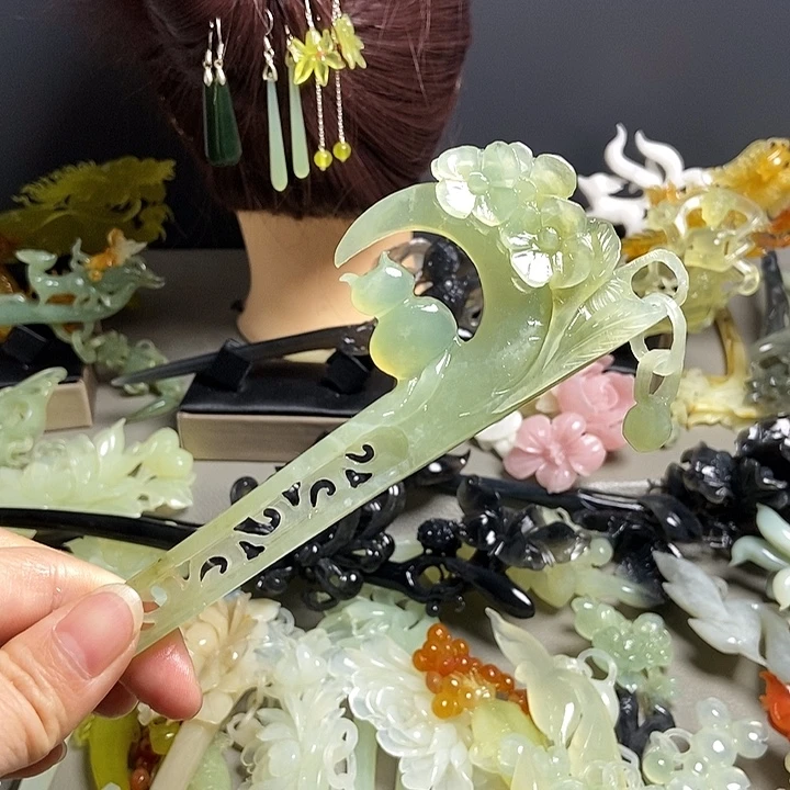 岫玉未镶嵌发簪发簪