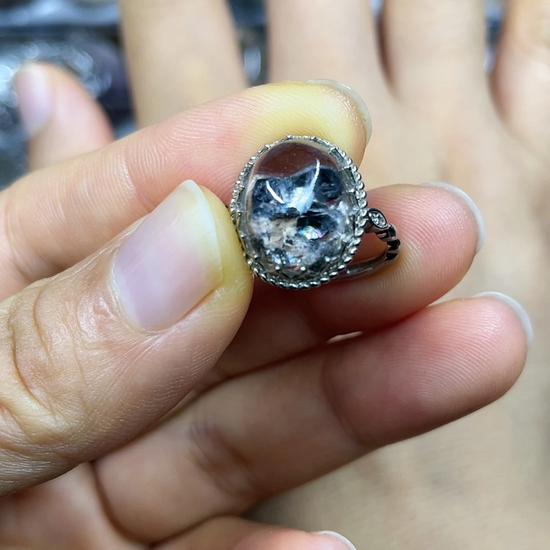 【闪购商品】银S925镶嵌珠宝半成品水晶戒指