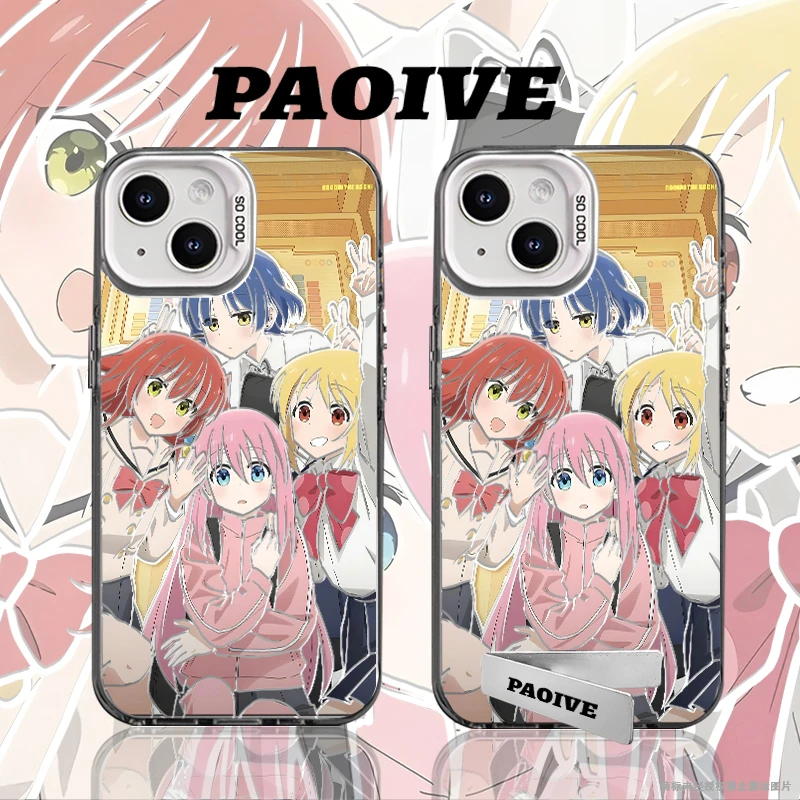 适用苹果华为vivo一加iPhone小米三星孤独摇滚防摔彩银手机壳