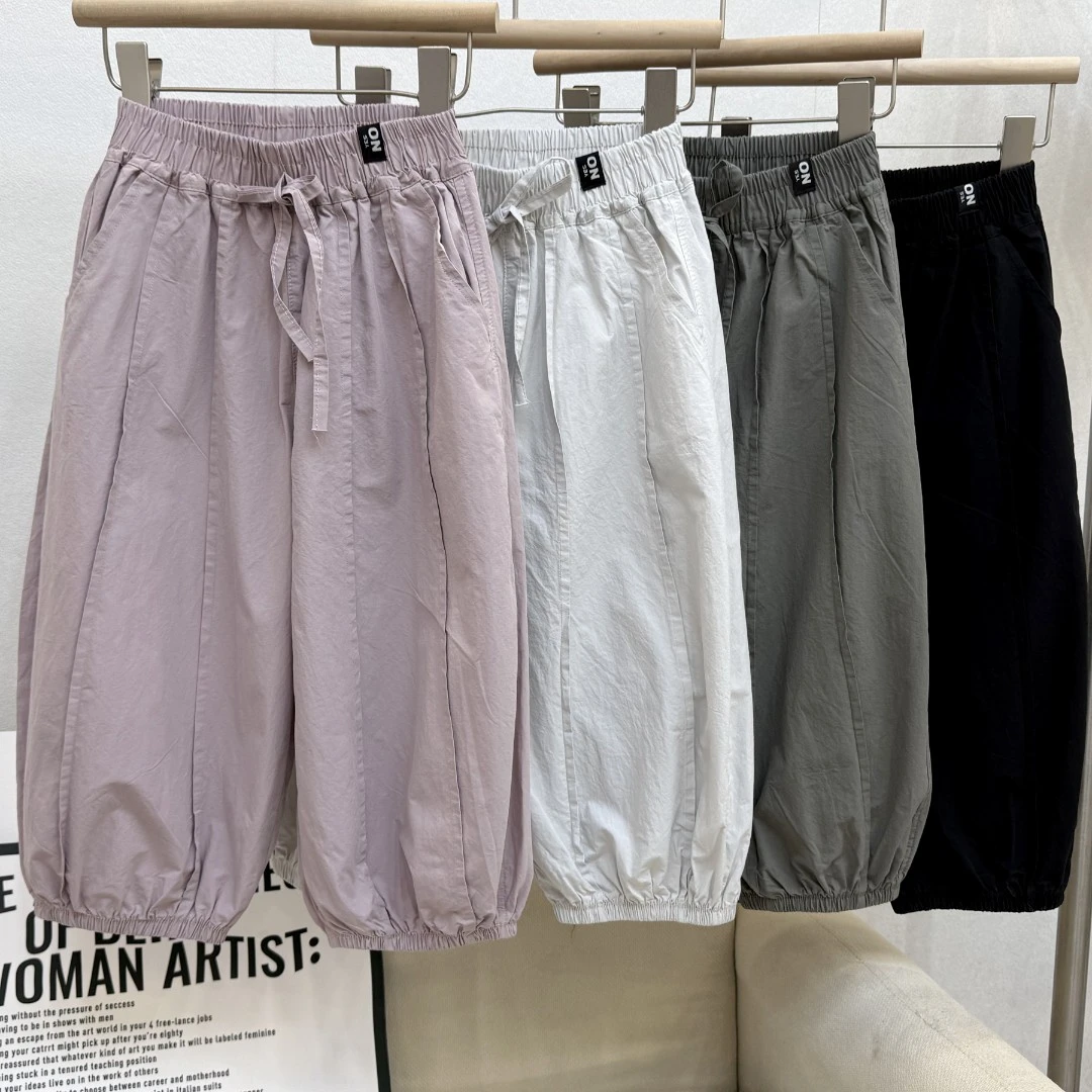 2025新款爆款女童裤子男童夏季纯棉薄款九分裤潮牌灯笼裤日韩童装