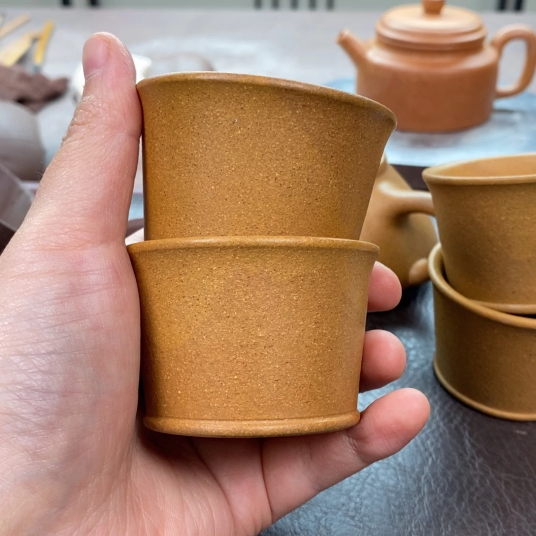 茶杯紫砂微瑕黄金段主人杯66cc2个