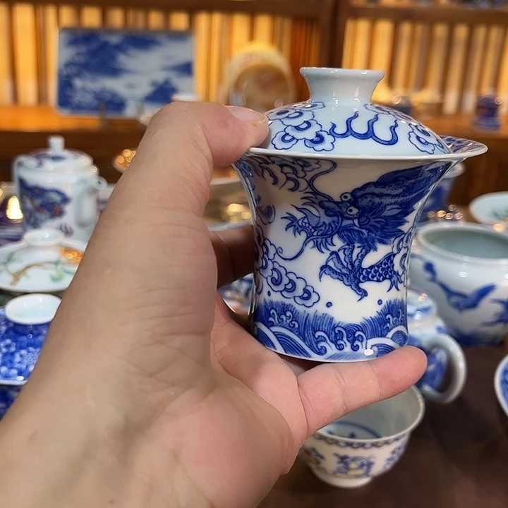 錡镇堂手工手绘盖碗