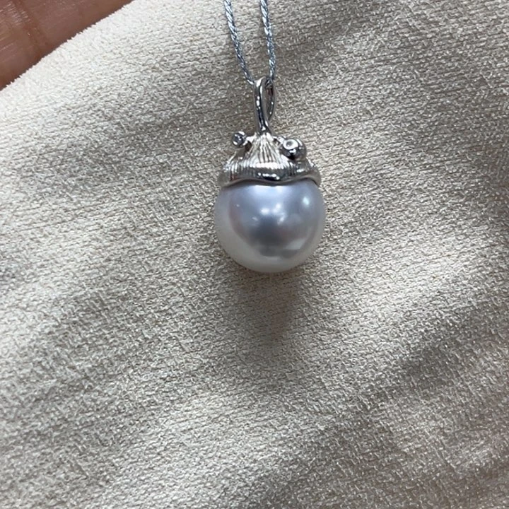 吊坠(不含链)银S925镶嵌海水珍珠10-11mm71号