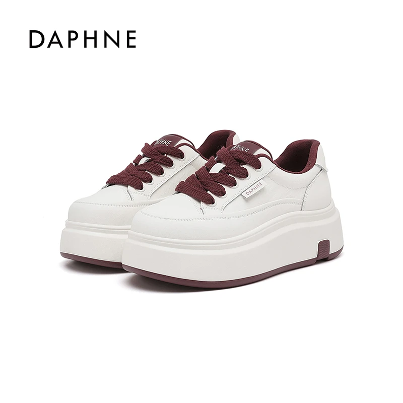 达芙妮正品经典小白鞋女款2025夏季新款增高松糕系带时尚休闲板鞋